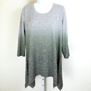 Joan Vass Ombre Knit Gray/Green Tunic, M